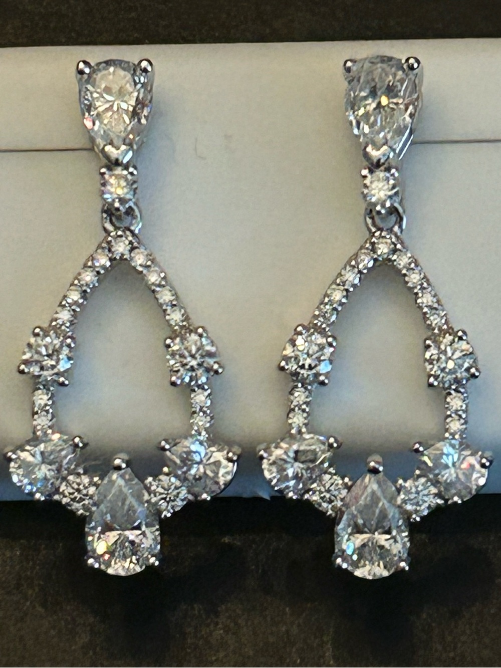 4.00CTW Mixed Cuts Moissanite Teardrop Drop Formal Earrings 925 Sterling Silver
